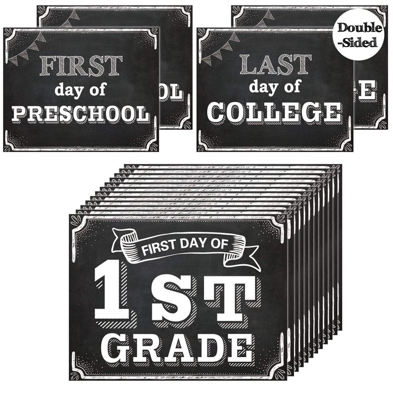 Whaline Back to School Signs, 16 Grades First Day & Last Day Sign, Reversible Chalkboard Style Paper Photo Sign from Preschool to College for Girl Boy - Image 1